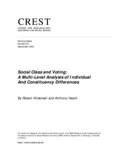 CREST CENTRE FOR RESEARCH INTO ELECTIONS AND SOCIAL TRENDS Working Paper Number 83