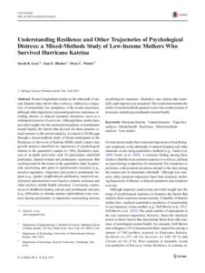 Curr Psychol DOIs12144Understanding Resilience and Other Trajectories of Psychological Distress: a Mixed-Methods Study of Low-Income Mothers Who Survived Hurricane Katrina