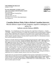 Microsoft Word - Canada and Ballistic Missile Defence[removed]_Oct 13 2010_.doc