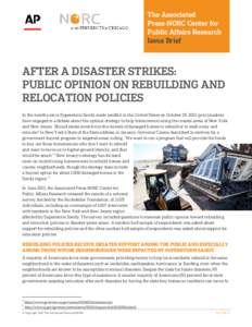 The Associated Press-NORC Center for Public Affairs Research Issue Brief  AFTER A DISASTER STRIKES: