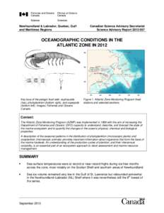 Newfoundland & Labrador, Quebec, Gulf and Maritimes Regions Canadian Science Advisory Secretariat Science Advisory Report[removed]