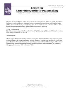 www.cehd.umn.edu/ssw/rjp  ` Center for Restorative Justice & Peacemaking