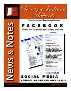 S ociety of I ndiana Archivists Society of Indiana Archivists  News & Notes