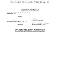 Case 1:07-cv[removed]WGY Document 966 Filed[removed]Page 1 of 59  UNITED STATES DISTRICT COURT DISTRICT OF MASSACHUSETTS - - - - - - - - - - - - - - - - - - - - - - - - - - - - - - - - -x -KIRK DAHL, et al.,