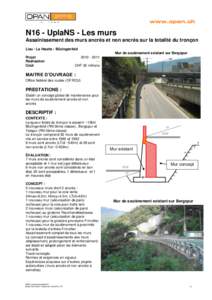 www.opan.ch  N16 - UplaNS - Les murs Assainissement des murs ancrés et non ancrés sur la totalité du tronçon Lieu : La Heutte - Bözingenfeld Mur de soutènement existant sur Bergspur