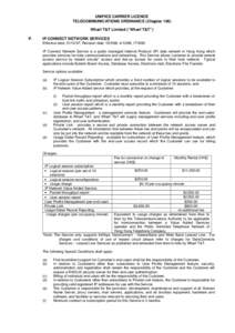 UNIFIED CARRIER LICENCE TELECOMMUNICATIONS ORDINANCE (Chapter 106) Wharf T&T Limited (“Wharf T&T”) P.  IP CONNECT NETWORK SERVICES