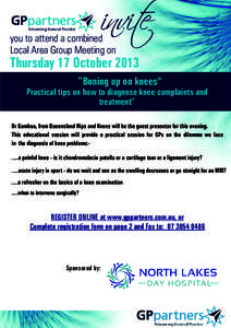 invite  you to attend a combined Local Area Group Meeting on  Thursday 17 October 2013