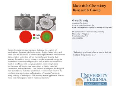 Materials Chemistry Research Group Gary Koenig Assistant Professor [removed]