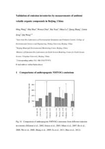 Validation of emission inventories by measurements of ambient volatile organic compounds in Beijing, China Ming Wanga, Min Shaoa, Wentai Chena, Bin Yuana, Sihua Lua, Qiang Zhangc, Limin Zenga, Qin Wanga, b a