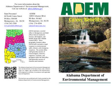 United States Environmental Protection Agency / Environmental engineering / Employee benefit / Insurance / Environmental science / Alabama / Southern United States / Alabama Department of Environmental Management