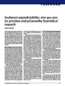 f o r e wo r d  Exuberant unpredictability: sine qua non for priceless and prizeworthy biomedical research Joseph L Goldstein