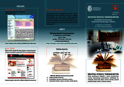 POLECAMY:  Ekonomia on-line Naukowe źródła ekonomiczne w internecie Dział: Towaroznawstwo