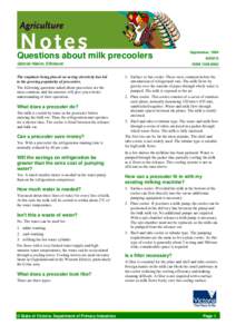 Questions about milk precoolers Gabriel Hakim, Ellinbank The emphasis being placed on saving electricity has led to the growing popularity of precoolers. The following questions asked about precoolers are the most common