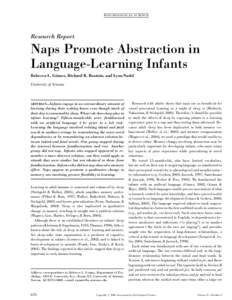 P SY CH OL OG I C AL S CIE N CE  Research Report Naps Promote Abstraction in Language-Learning Infants