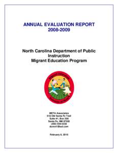 ANNUAL EVALUATION REPORT[removed]North Carolina Department of Public Instruction Migrant Education Program
