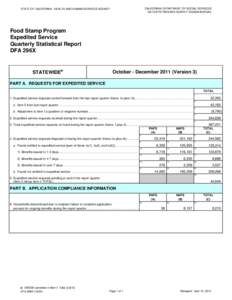 CALIFORNIA DEPARTMENT OF SOCIAL SERVICES DATA SYSTEMS AND SURVEY DESIGN BUREAU STATE OF CALIFORNIA - HEALTH AND HUMAN SERVICES AGENCY  Food Stamp Program