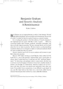 3189 P[removed]:37 AM Page 1  Benjamin Graham and Security Analysis: A Reminiscence Walter J. Schloss