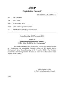 立法會 Legislative Council LC Paper No. CB[removed]Ref  : CB(3)/M/MM