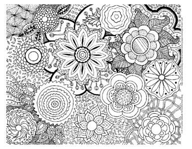 Coloring Page for Grownups - Zentangle Flowers 1