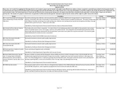 Florida Potential Early Restoration Projects (List 2) Natural Resource Damage Assessment Updated[removed]Please note, List 2 results from applying the following criteria to List 1 projects: project must be located in the