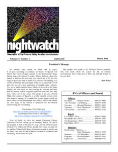 March[removed]nightwatch Volume 34 Number 3