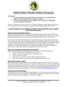 City of St. Helena Washer Rebate Program