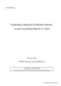 Investment / Actuarial science / Financial institutions / Institutional investors / Loss ratio / MS&AD Insurance Group / Life insurance / Mitsui Sumitomo Insurance Group / Reinsurance / Insurance / Financial economics / Types of insurance