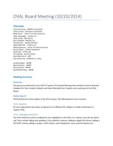 OVAL Board MeetingAttendees Scott Armstrong – INADEV Corporation Jamie Cromer – Symantec Corporation Blake Frantz – Center for Internet Security Tigran Gevorgyan – Qualys, Inc.