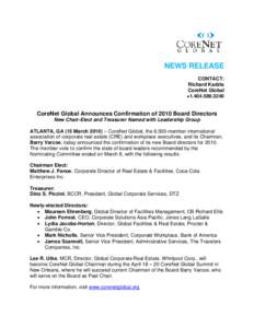 NEWS RELEASE CONTACT: Richard Kadzis CoreNet Global +