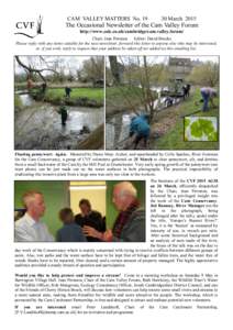 CAM VALLEY MATTERS NoMarch 2015 The Occasional Newsletter of the Cam Valley Forum http://www.colc.co.uk/cambridge/cam.valley.forum/