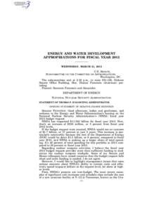 ENERGY AND WATER DEVELOPMENT APPROPRIATIONS FOR FISCAL YEAR 2013 WEDNESDAY, MARCH 21, 2012 U.S. SENATE, APPROPRIATIONS,