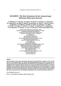 S. Wedemeyer et al. / Advances in Solar Physics[removed]–16  1 SSALMON - The Solar Simulations for the Atacama Large Millimeter Observatory Network