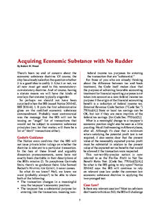 Acquiring Economic Substance With No Rudder