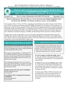 Willow Grove Naval Air Station Joint Reserve Base - Community Fact Sheet - EPA to Test Private Drinking Water Wells - September 2014