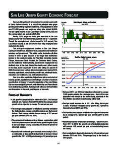 San LuiS ObiSpO COunty ECOnOmiC FOrECaSt San Luis Obispo County is located on the central coast, north of Santa Barbara County. It is one of the principal wine grape growing and bottling regions in California. The popula