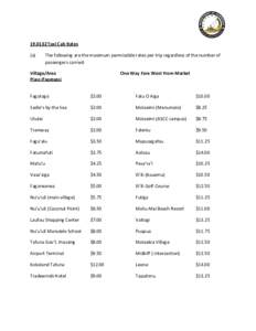 [removed]Taxi Cab Rates (a) The following are the maximum permissible rates per trip regardless of the number of passengers carried: