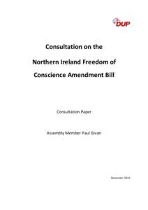 Consultation on the Northern Ireland Freedom of Conscience Amendment Bill Consultation Paper