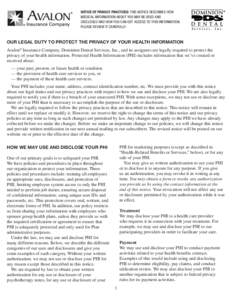 NOTICE OF PRIVACY PRACTICES: THIS NOTICE DESCRIBES HOW MEDICAL INFORMATION ABOUT YOU MAY BE USED AND DISCLOSED AND HOW YOU CAN GET ACCESS TO THIS INFORMATION. PLEASE REVIEW IT CAREFULLY.  OUR LEGAL DUTY TO PROTECT THE PR