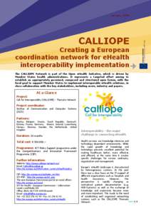 January, 2009  CALLIOPE Creating a European coordination network for eHealth interoperability implementation