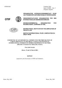 OTIF/JGR/3  UNIDROIT 2001 Study LXXIIH – Doc. 5 (Original: English) ORGANISATION INTERGOUVERNEMENTALE POUR