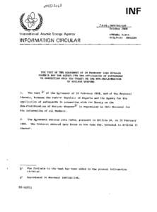 INFCIRC[removed]The Text of the Agreement of 29 February 1988 Between Nigeria and the Agency for the Application of Safeguards in Connection with the Treaty on the Non-Proliferation of Nuclear Weapons