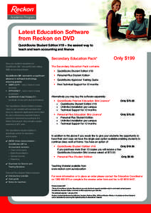 Academic Program  Latest Education Software from Reckon on DVD QuickBooks Student Edition V19 – the easiest way to teach and learn accounting and finance