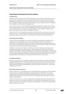 Handout 13–2  Topic 13: Social Impact Assessment Social Impact Assessment tools and methods