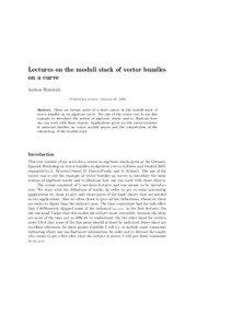 Lectures on the moduli stack of vector bundles on a curve Jochen Heinloth