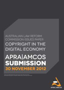 Microsoft Word - [NON-CONFIDENTIAL] APRA_AMCOS ALRC Submission Final 30 November[removed]correction[removed]docx