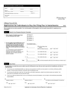 Application for Individuals to Pay the Filing Fee in Installments