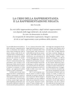 osservatorio  LA CRISI DELLA RAPPRESENTANZA E LA RAPPRESENTAZIONE NEGATA Aldo Tortorella