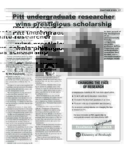 Pitt undergraduate researcher wins prestigious scholarship PANTHER EYES 17  Part of a series profiling undergraduate