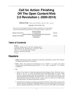 Call for Action: Finishing Off The Open Content/Web 2.0 Revolution (~[removed])