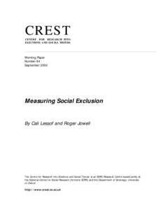 CREST CENTRE FOR RESEARCH INTO ELECTIONS AND SOCIAL TRENDS Working Paper Number 84